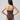 Woman wearing a brown strapless swimsuit against a gray background