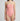 Woman wearing a pink strapless swimsuit against a plain background
