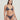 Woman wearing a gray bikini on a plain background