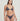 Woman wearing a gray bikini on a plain background