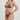 Woman wearing a gray bikini on a plain background