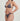 Woman wearing a gray bikini on a plain background