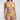Woman wearing a yellow bikini against a white background
