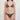 Woman wearing a dark gray bikini set on a light gray background
