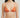 Woman wearing an orange bikini against a plain background
