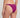 Purple bikini bottom worn by a person on a plain background