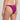 Purple bikini bottom worn by a person on a plain background