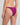 Purple bikini bottom worn by a person on a plain background