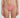Person wearing a coral pink bikini bottom on a plain background