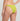 Person wearing a bright green bikini bottom on a plain background