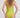 Person wearing a green swimsuit on a plain background