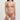 Woman wearing an orange bikini against a plain background