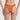 Orange bikini bottom worn by a person on a plain background