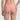 Pink bikini bottom worn by a person on a white background
