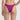 Purple bikini bottom worn by a person on a plain background