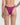Purple bikini bottom worn by a person on a plain background
