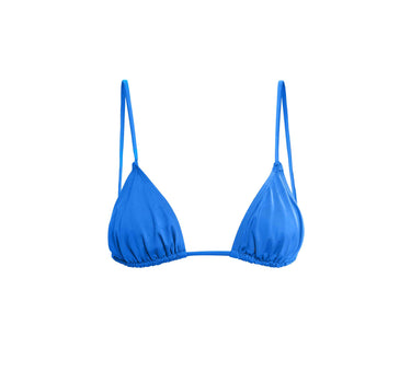 Coco Bikini Top in Azure Blue, sustainable triangle design made in Italy with adjustable straps and soft, regenerated nylon.