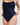 Model showcasing closeup of the Niki One Piece tank swimsuit in blueberry blue. Sustainable Italian craftsmanship.