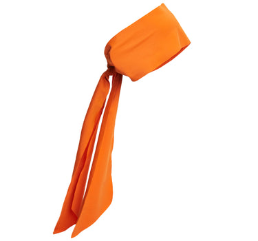 Side view of Pirate Headband in Paprika Orange, an upcycled hair accessory made from regenerated nylon.