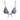Blue and white geometric occhio print bikini top on a white background