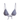 Blue and white geometric occhio print bikini top on a white background