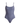 One-piece swimsuit with Blue and white geometric occhio print on a white background