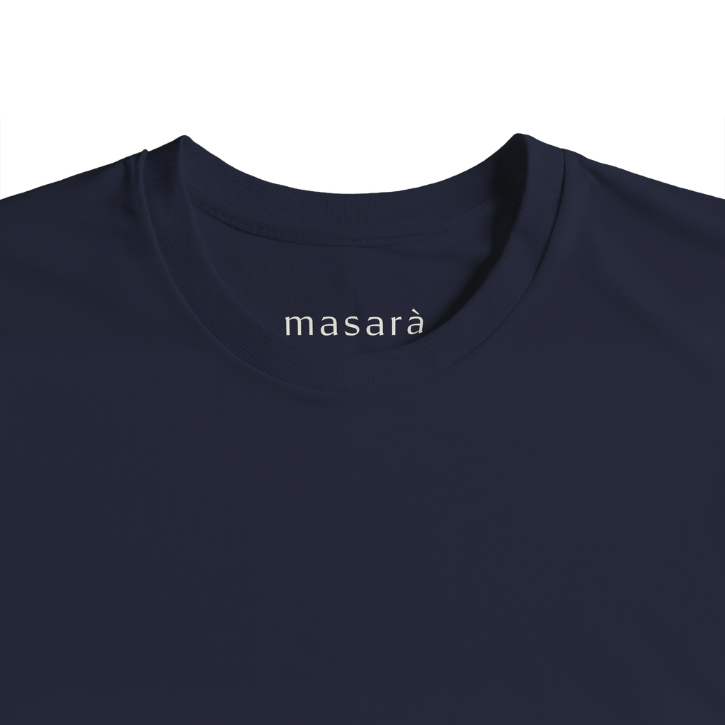 The kinda bad kinda boujee artwork on the Boujee Tee in Midnight Navy