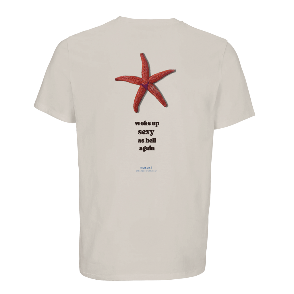 The woke up sexy as hell again artwork on the Sexy as Hell Tee